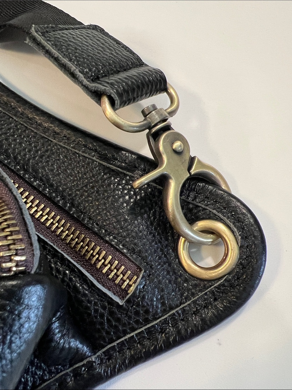Black Leather Crossbody Utility Hip Bag, Belt Bag - Picture 6 of 6